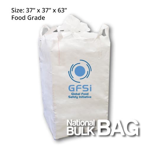 37 x 37 x 63 Circular Cross Corner Duffle Top Spout Bottom Food Grade FIBC Bulk Bag (closed)