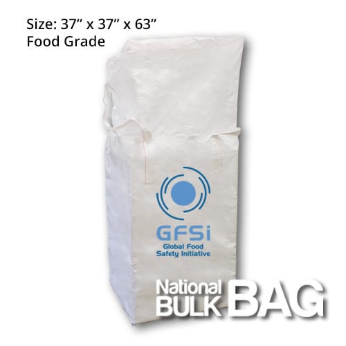 37 x 37 x 63 Circular Cross Corner Duffle Top Spout Bottom Food Grade FIBC Bulk Bag (open)