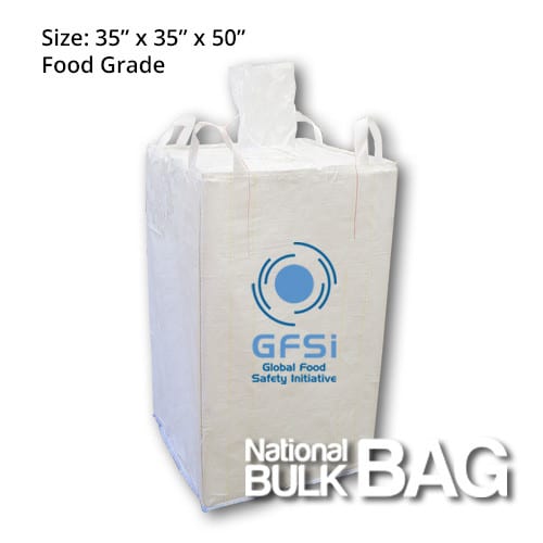 35 x 35 x 50 Circular Cross Corner Spout Top Spout Bottom Food Grade FIBC Bulk Bag (open)