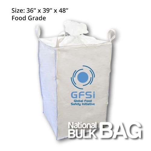 36 x 39 x 48 U- Panel Duffle Top Spout Bottom Food Grade FIBC Bulk Bag (closed)