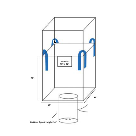 35x35x40 Duffle Top Spec Image - National Bulk Bag